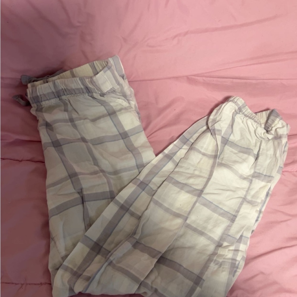 Stars Above Plaid Ankle Pants - White and Purple